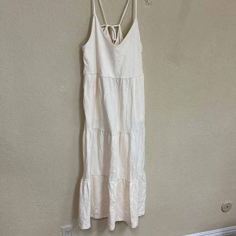 Old Navy womans cream strappy boho MAXI DRESS size M - Picture 2 of 4